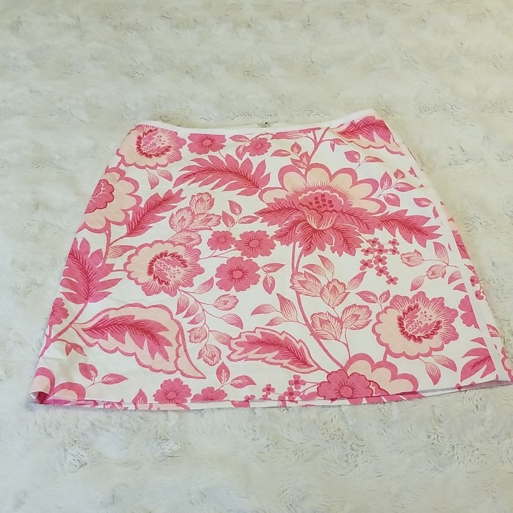 EUC Southern Tide Lined Pink Skirt Mini Size 0/XS Preppy Summer Garden Floral